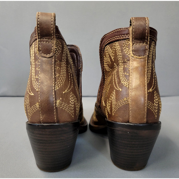 Myra Boots Womens Size 6 Brown Western Cowgirl Leather Ankle Booties Snip Toe - Picture 12 of 16